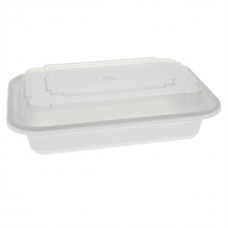 16 oz plastic cont. rectangle combo white microwaveable (150) CODE# COMRE16W