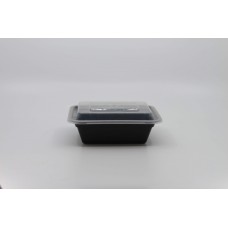 16 oz plastic cont. rectangle combo BLACK microwaveable (150) CODE# COMRE16B