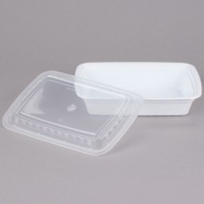 24 oz plastic cont. rectangle combo white microwaveable (150) CODE# COMRE24W
