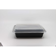24 oz plastic cont. rectangle combo BLACK microwaveable (150) CODE# COMRE24B