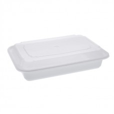 28 oz plastic cont. rectangle combo white microwaveable (150) CODE# COMRE28W