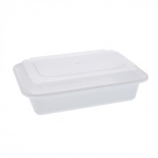 32 oz plastic cont. rectangle combo white microwaveable (150) CODE# COMRE32W
