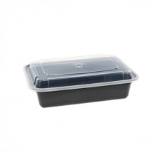 32 oz plastic cont. rectangle combo BLACK microwaveable (150) CODE# COMRE32B