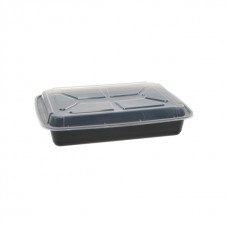 58 oz plastic cont. rectangle combo BLACK microwaveable (150) CODE# COMRE58B