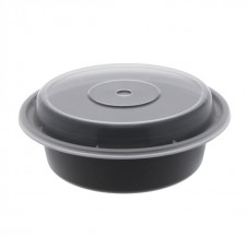 16 oz plastic cont. round combo BLACK microwaveable (150) CODE# COMRO16B