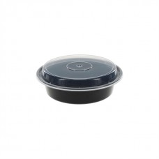 24 oz plastic cont. round combo BLACK microwaveable (150) CODE# COMRO24B