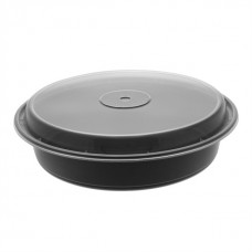 48 oz plastic cont. round combo BLACK microwaveable (150) CODE# COMRO48B