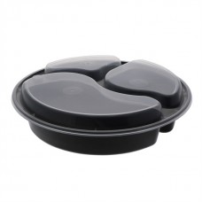3 compartment plastic cont. round combo BLACK microwaveable (150) CODE# COMRO93CB