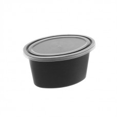 2 oz oval blk portion cup with lid(1000) CODE# PCUOV2B