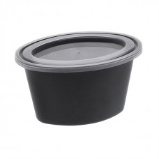 3 oz oval blk portion cup with lid(500) CODE# PCUOV3B