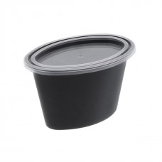 4 oz oval blk poriton cup with lid (500) CODE# PCUOV4B