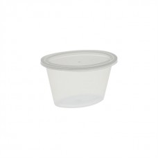 4 oz oval clear poriton cup with lid (500) CODE# PCUOV4C