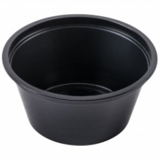 4oz souffle black portion cup  (50/50) CODE# PCURO4B