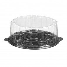 8" shallow cake combo blk base with 3 5/16 dome lid (100) CODE# CC1008SBK-INLINE