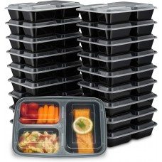 9698B 9X7 RECTANGLE 3 COMPARTMENT WITH BLACK BASE AND CLEAR LID (150) CODE# COMFT9698B