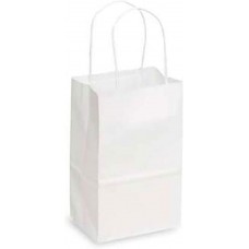 White small paper shopping bag with handle 10X5X13 (250) CODE# BAGPHWDEBBIE